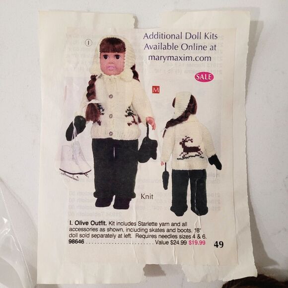 NEW Mary Maxim 18" Doll Outfit Knitting Kit Ice Skating Boots NO PATTERN - Picture 3 of 12